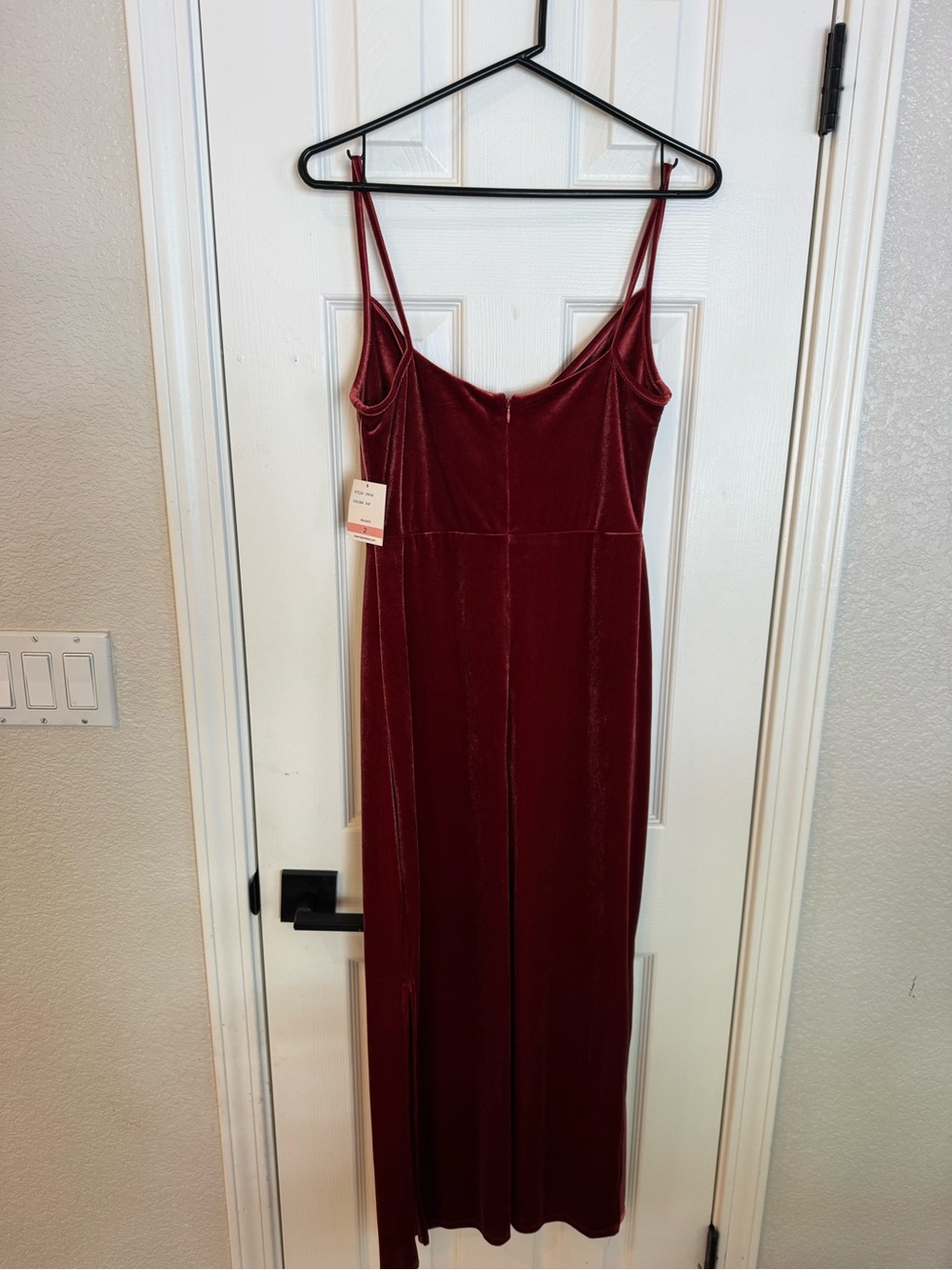 Taylor Burgundy Velvet Midi Slip Dress with Cowl Neck - Picture 4 of 5